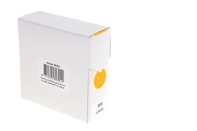 Etiket Rillprint 25mm op rol fluor oranje 500st