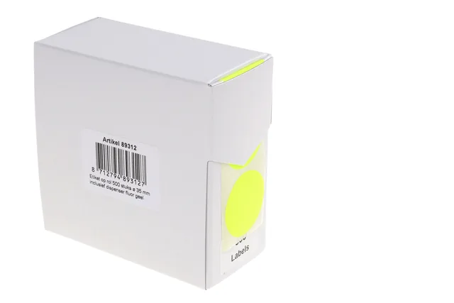 Etiket Rillprint 35mm op rol fluor geel 500st