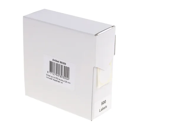 Etiket Rillprint 25mm op rol wit 500st