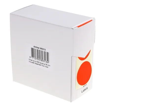 Etiket Rillprint 35mm op rol fluor rood 500st