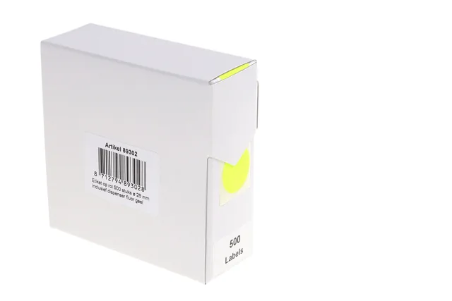 Etiket Rillprint 25mm op rol fluor geel 500st