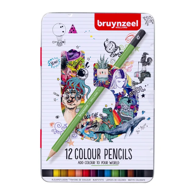 Kleurpotlood Bruynzeel blik 12st assorti