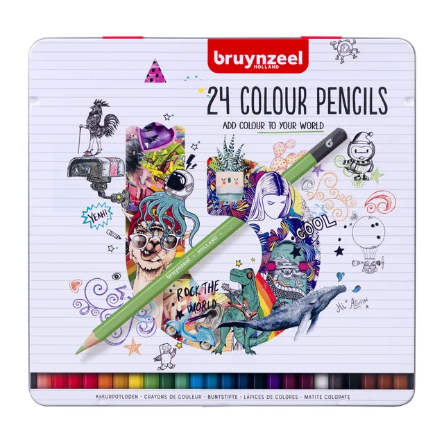Kleurpotlood Bruynzeel blik 24st assorti