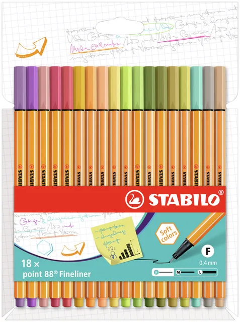 Fineliner STABILO point 88/18 F ass 18st