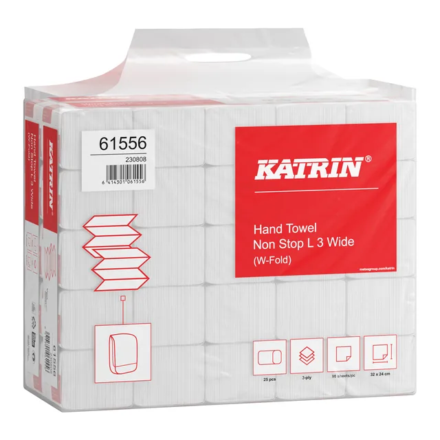 Handdoek Katrin 3laags 240x320mm 25x90 vel wit