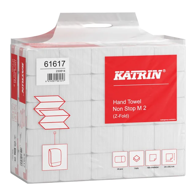 Handdoek Katrin 2laags 203x240mm 25x160 vel wit