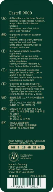 Potlood Faber-Castell 9000 6 hardheden