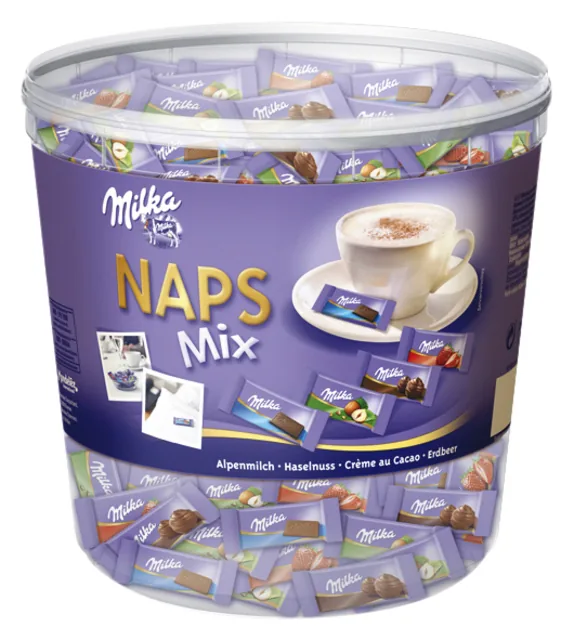 Chocolade Milka Naps Mixbox (ca 207st) silo 1kg