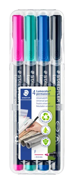 Viltstift Staedtler OHP Lumo F 318 perm 4 st ass