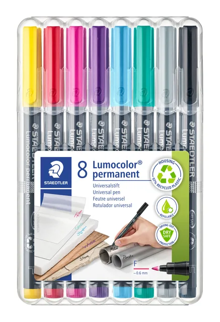 Viltstift Staedtler OHP Lumo F 318 perm 8 st ass