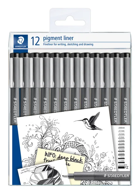 Fineliner Staedtler pigment 308 ass schrijfbr zw