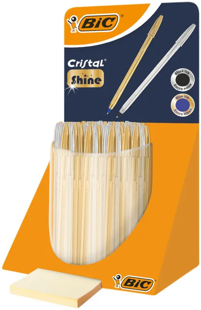 Balpen Bic Cristal M goud en zilver