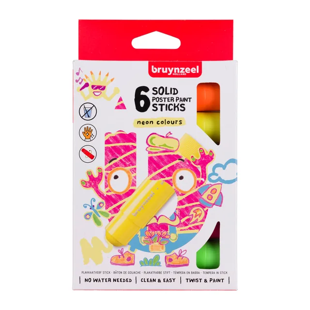 Verfstift Bruynzeel Kids 6st ass neon