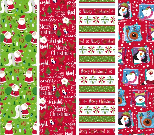 Inpakpapier Kerst 300x100cm assorti