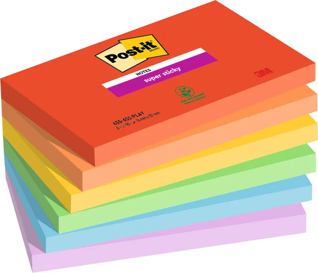 Memoblok Post-it 655 Super Sticky 76x127mm Playful