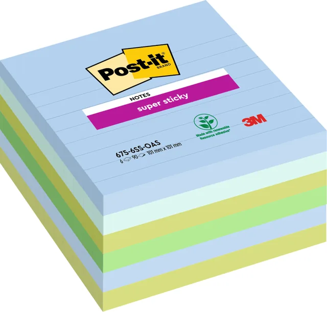 Memoblok Post-it 675-6 Super Sticky 101x101mm Oas