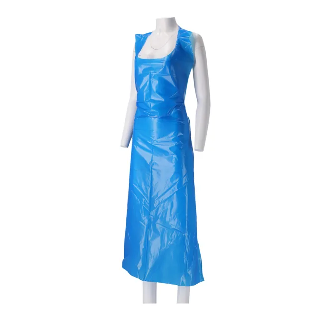 Schort CMT 125x80cm 25mu geruwd op rol PE blauw