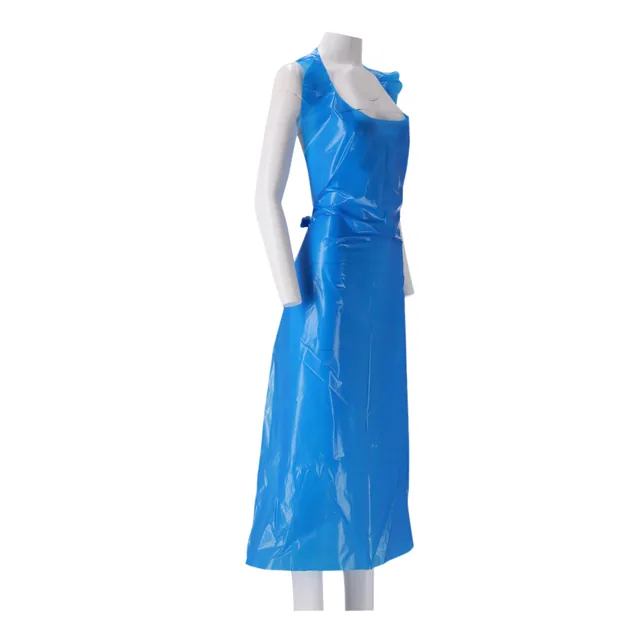Schort CMT 125x80cm 25mu geruwd op rol PE blauw