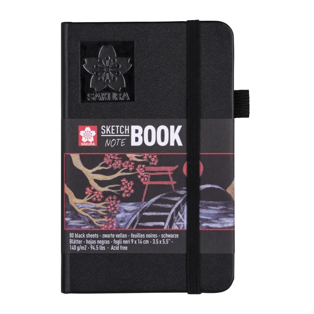 Schetsboek Sakura 80 zwarte vellen 90x140mm zwart