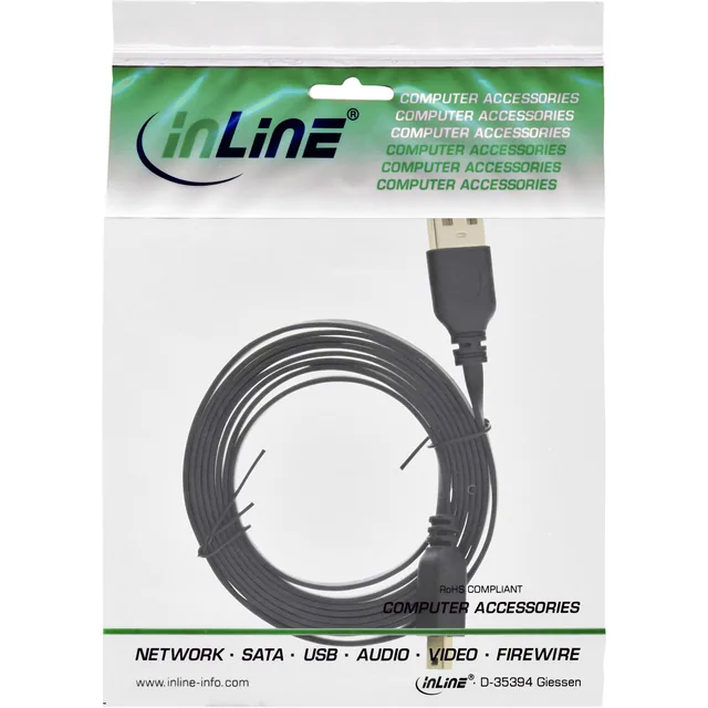 Kabel InlLne USB-A mini-B 2.0 2 meter zwart