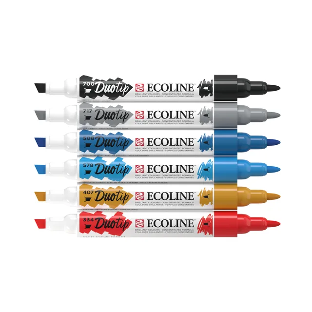 Duotip Talens Ecoline set 6 stuks stadslandschap