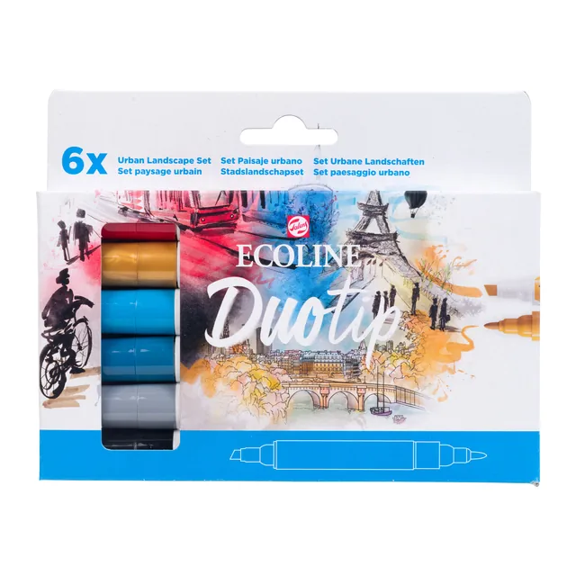 Duotip Talens Ecoline set 6 stuks stadslandschap