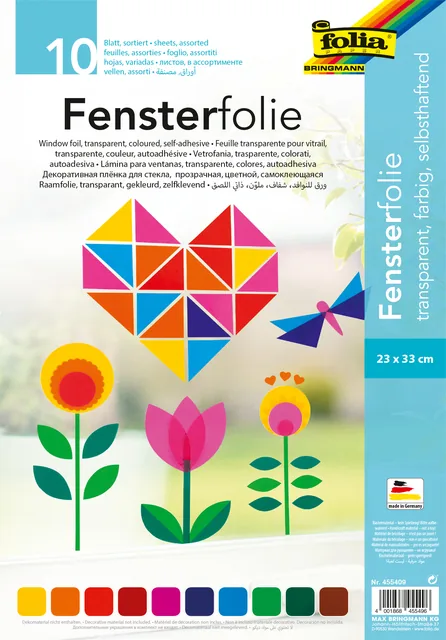 Raamfolie Folia 23x33cm 10 vel 10 kleuren