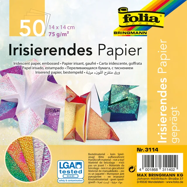 Vouwblaadjes Folia 75gr 14x14cm 50v 2z iris ass kl