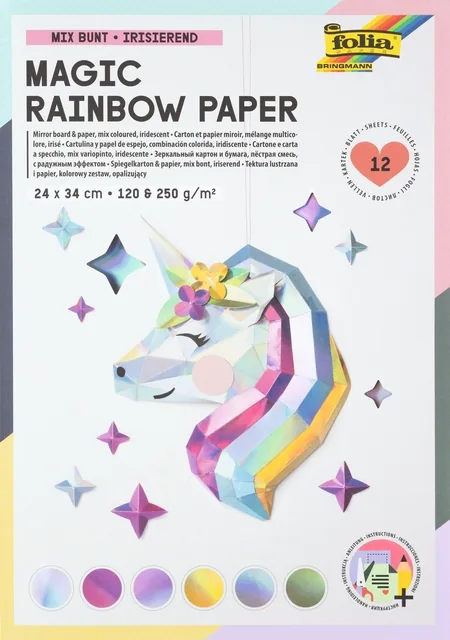 Regenboogpapier en karton Folia 24x34 12vel 6tint