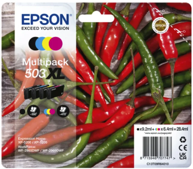 Inktcartridge Epson 503XL T09R64 zwart + 3 kleuren