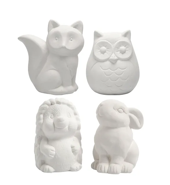 Dierenspaarpot Crea Com terracotta wit 4st ass