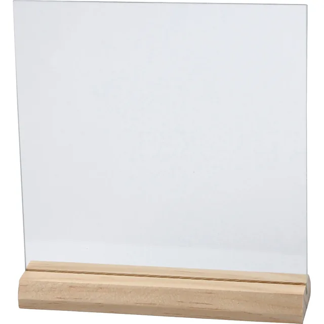 Glasplaat Crea Com 15.5cmx15.5cm houten voet