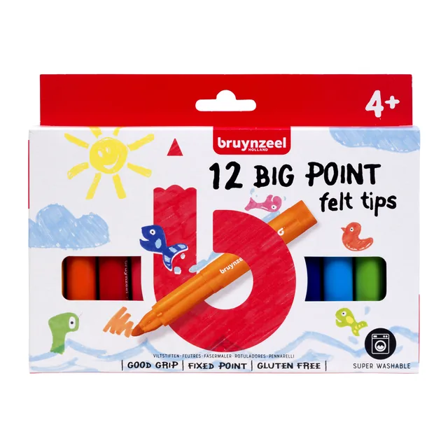 Viltstift Bruynzeel Kids Big Point 12st ass