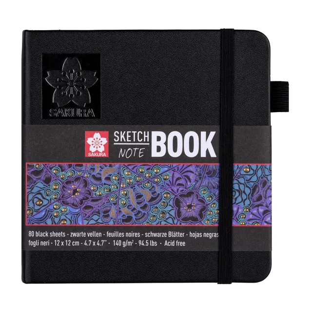 Schetsboek Sakura 80 zwarte vellen 120x120mm zwart