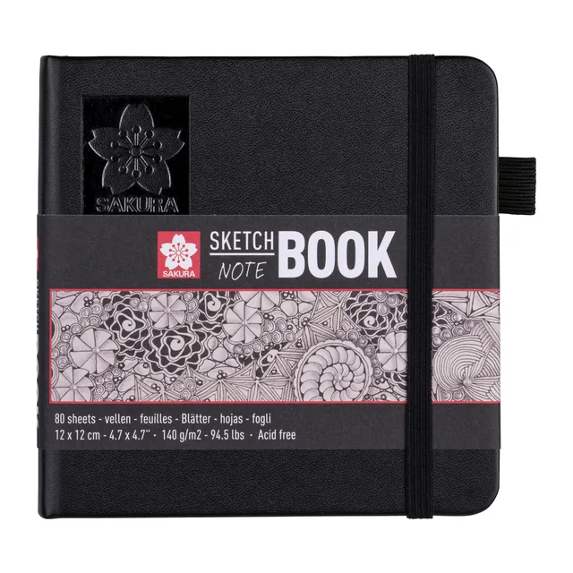 Schetsboek Sakura 80 witte vellen 120x120mm zwart