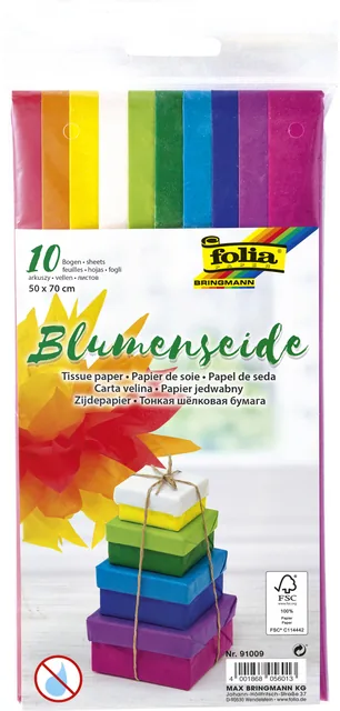 Zijdevloeipapier Folia 50x70cm 20gr assorti 10vel