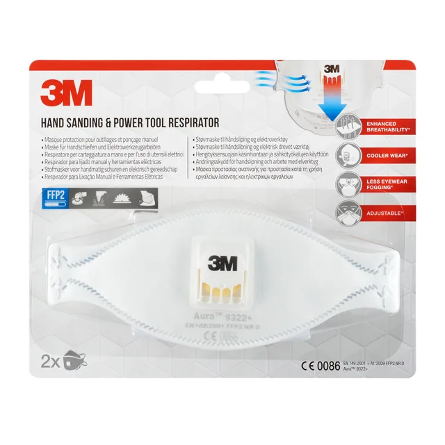 Stofmasker 3M Aura 9322 FFP2  ventiel 2st