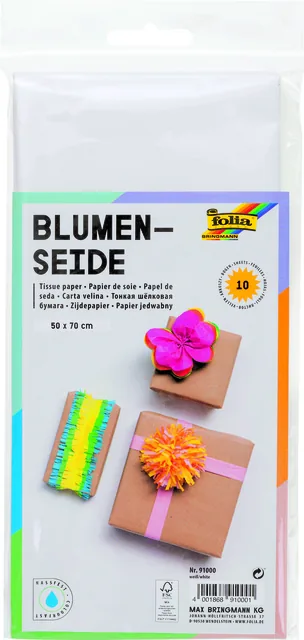 Zijdevloeipapier Folia 50x70cm 20gr nr00 wit 10vel