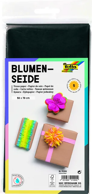 Zijdevloeipapier Folia 50x70cm 20gr nr90 zw 5vel