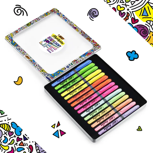 Markeerstift Bic Highlight your life in blik ass