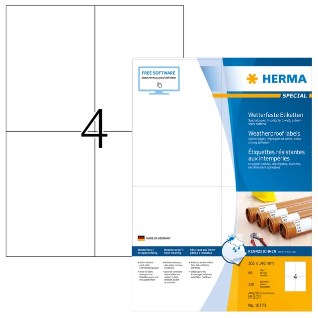 Etiket HERMA 10773 105x148mm weerbestendig wit