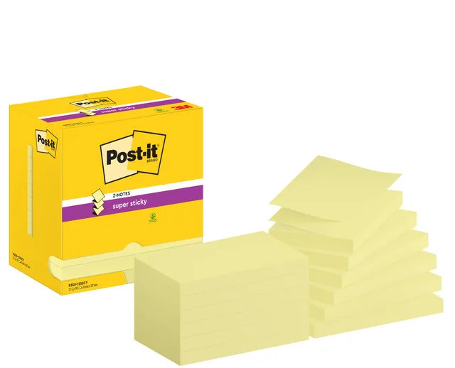 Memoblok Post-it Z-Note S350 Super Sticky geel