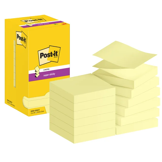 Memoblok Post-it Z-Note S330 Super Sticky geel