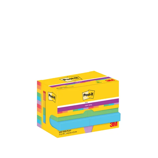 Memoblok Post-it 622 Super Sticky 47.6x47.6mm Play