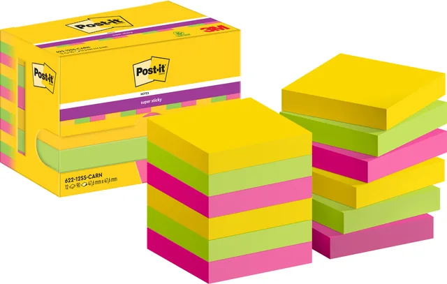 Memoblok  Post-it 622 Super Sticky Carnival