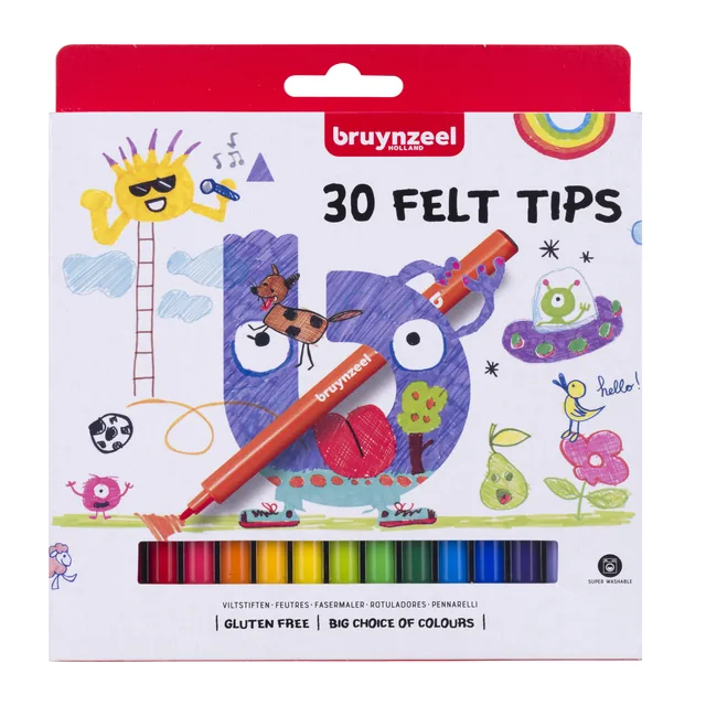 Viltstift Bruynzeel Kids 30st assorti