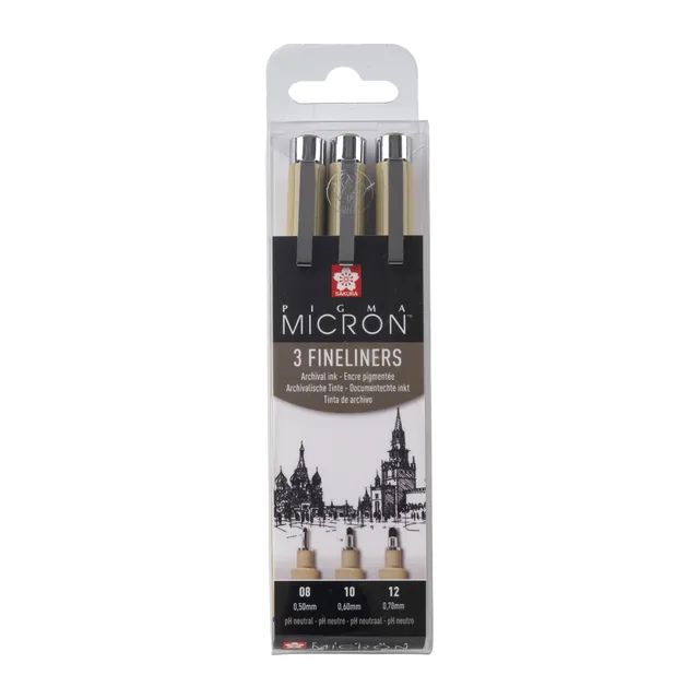 Sakura Pigma Micron Etui 3 Fineliners Zwart