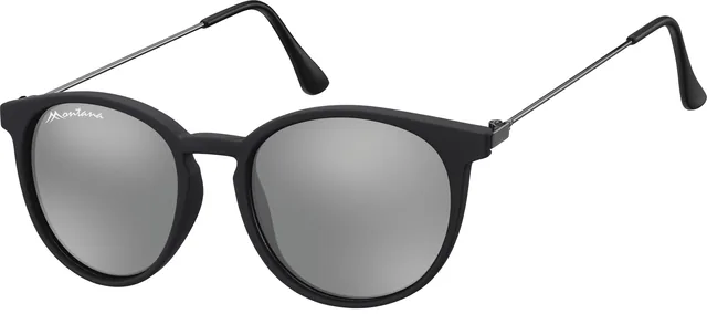 Zonnebril Montana Revo rond spiegelglas mat zwart