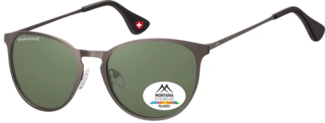 Zonnebril Montana groen G15 polar rond glas staalk