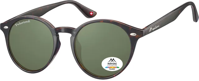 Zonnebril Montana groen G15 polar rond glas turtle